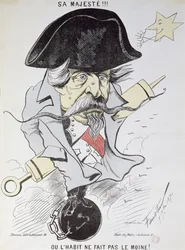 &39;Sua Majestade !!! Ou o vestido não faz o monge! &39;, Caricatura de Louis-Napoleon Bonaparte (1808-1873) 5 de setembro de 1870